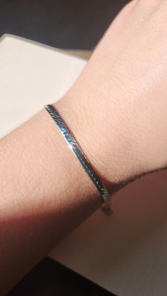 Sterling snake herringbone chain bracelet