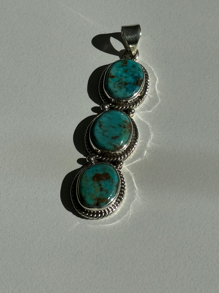 Long triple turquoise pendant