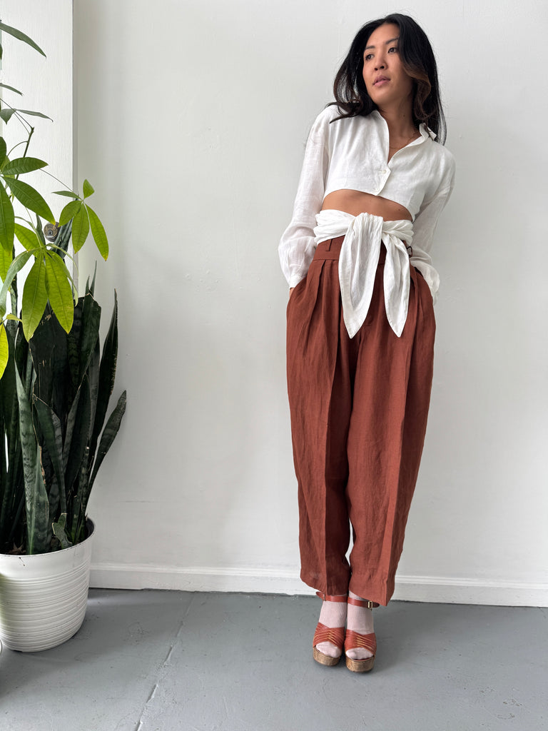 High waist linen pants