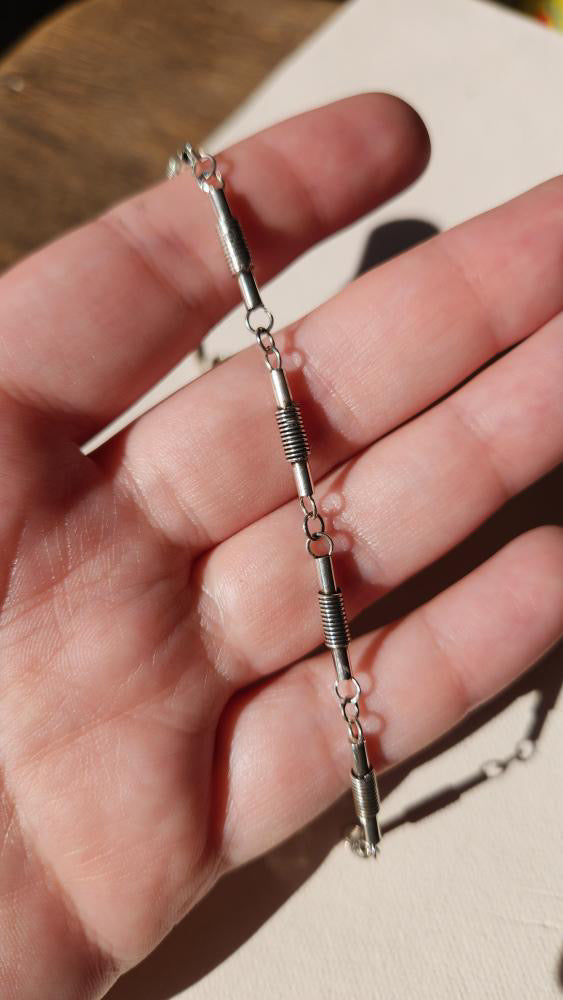 Vintage Sterling coiled tube unique bracelet