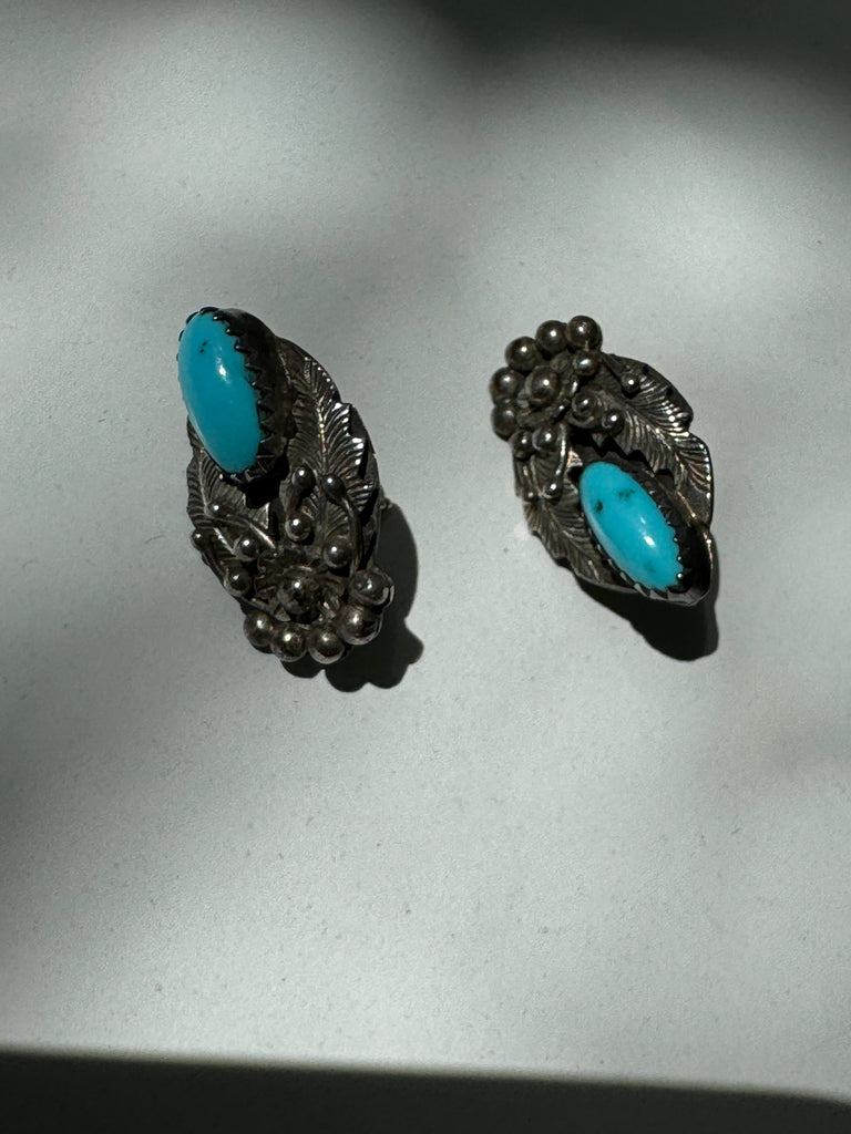 Vintage turquoise and silver sleeping beauty earrings