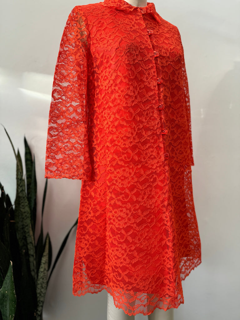 Vintage tangerine lace dress