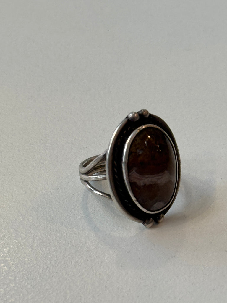 Sterling silver + agate ring size 7