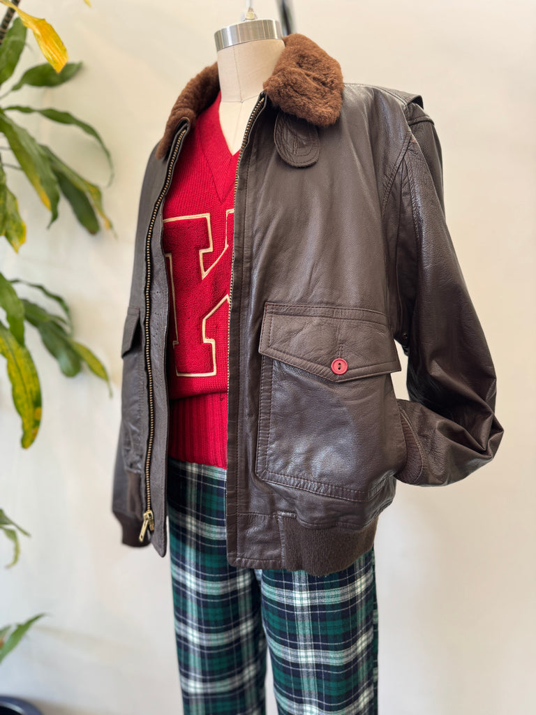 Vintage leather bomber jacket