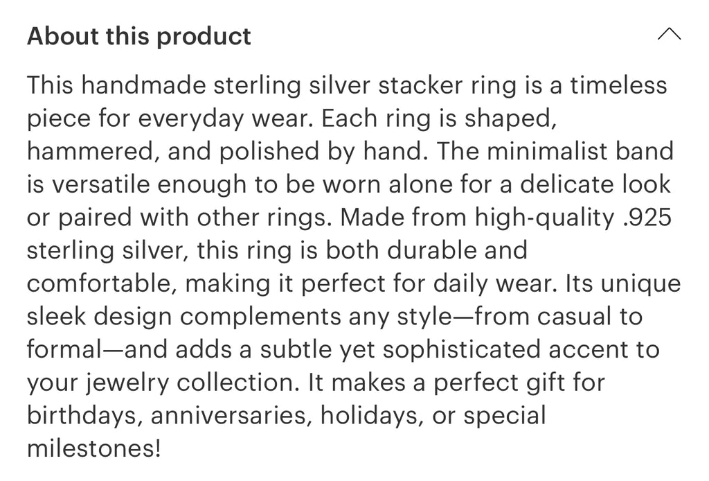 Floral sterling silver ring size 7.5