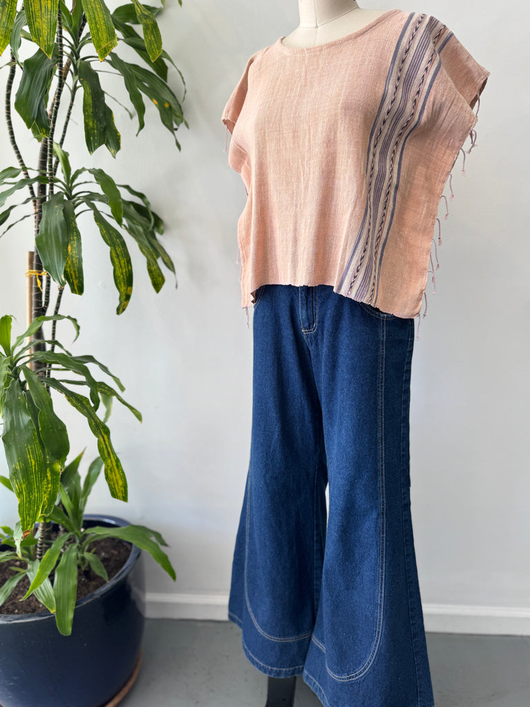 Woven cotton cropped box top