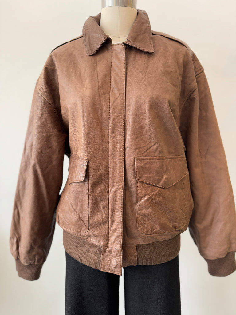 Vintage soft brown leather jacket