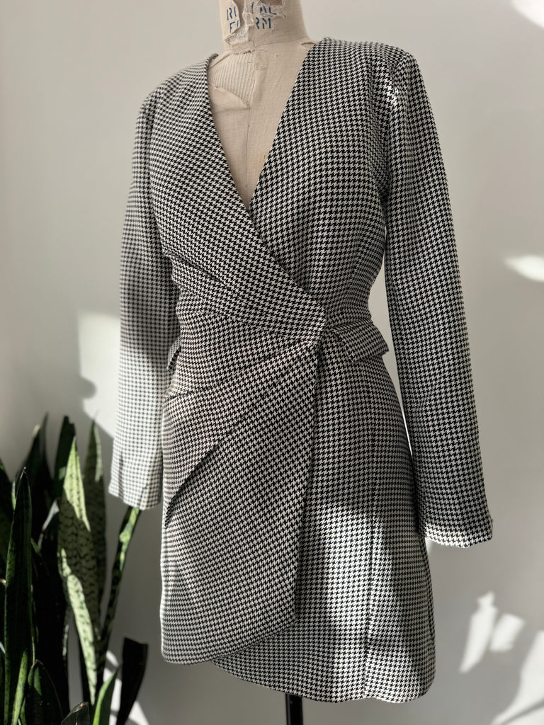 Designer Jason WU wrap houndstooth dress