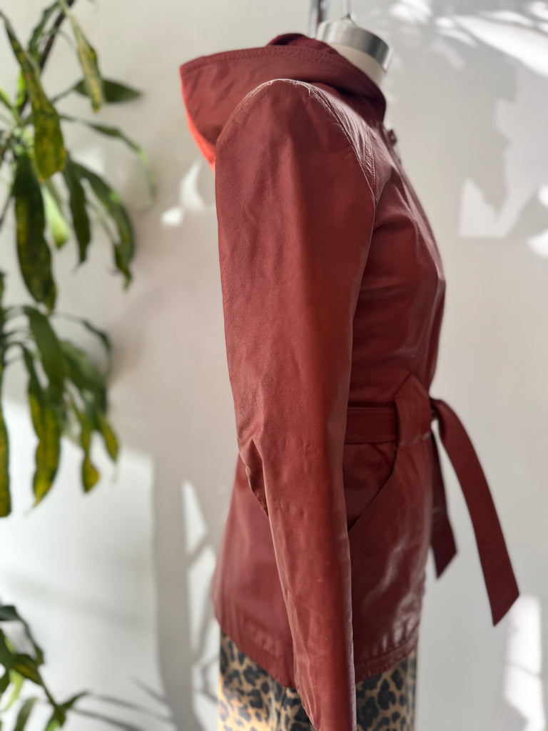 1970’s leather jacket with hood