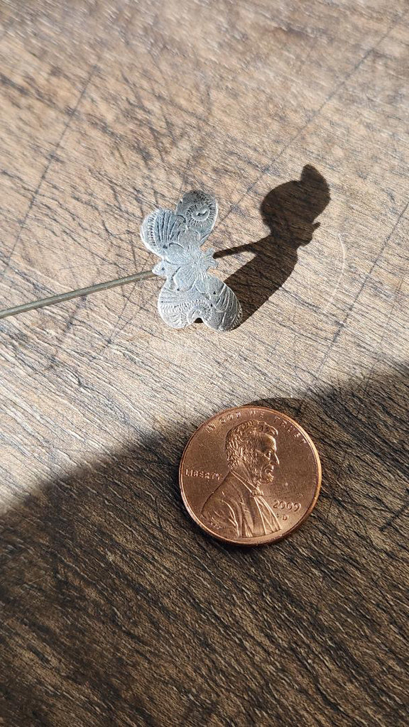 Vintage sterling silver etched butterfly pin