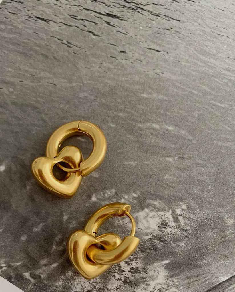 Puffy heart hoop earrings