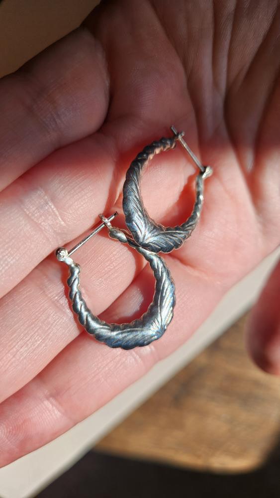 Sterling fancy etched earrings