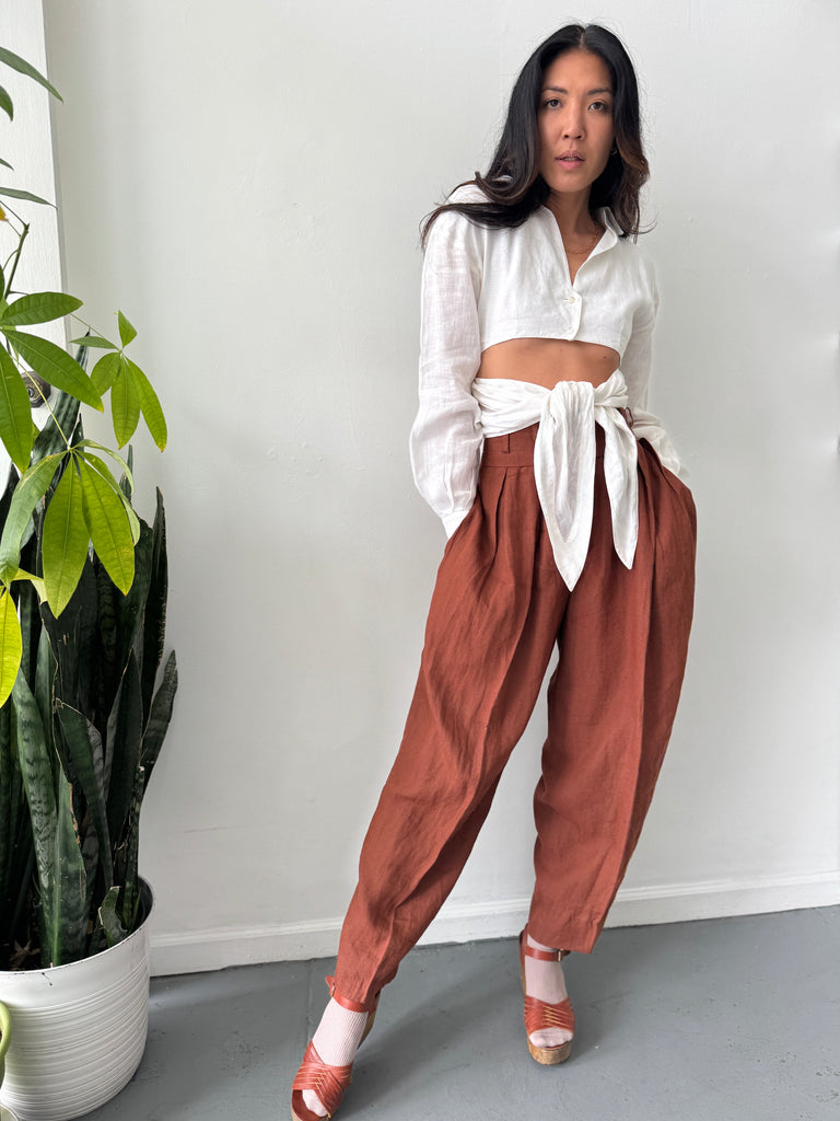 High waist linen pants