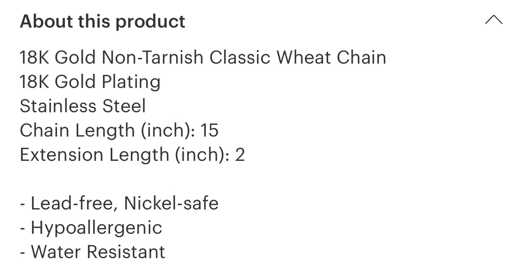 Lightweight wheat chain necklace