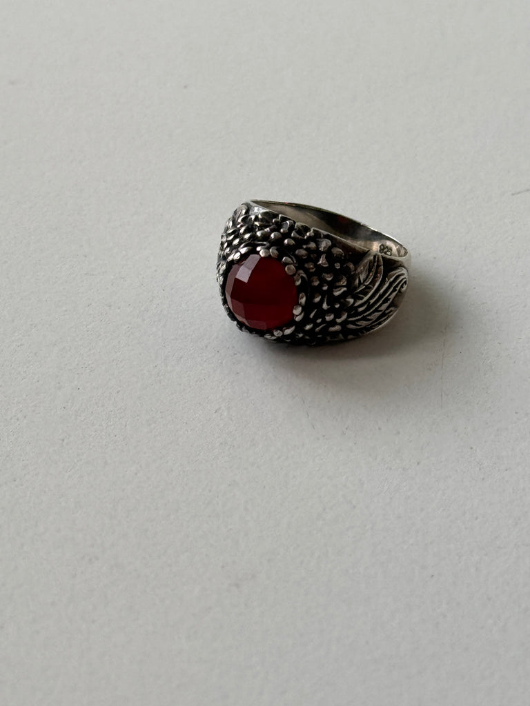 Carnelian and sterling ring 6.5