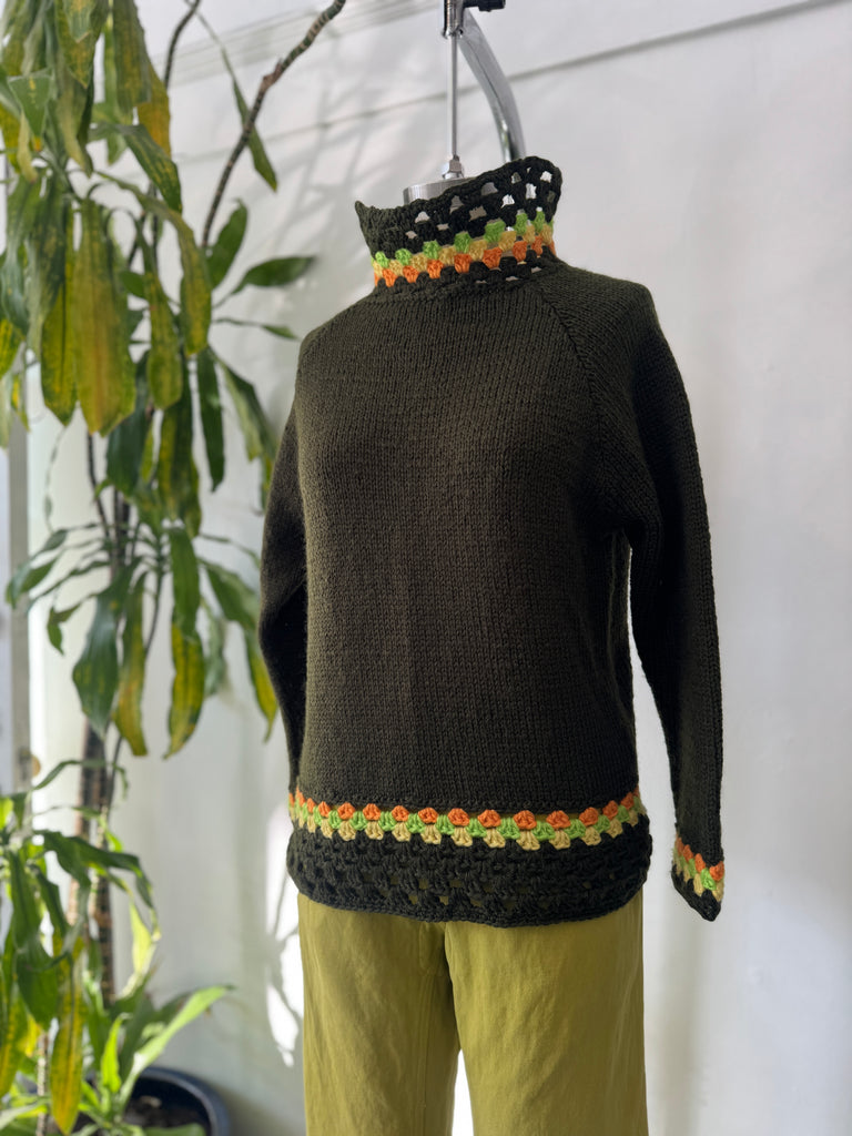 Handmade knit + crochet sweater