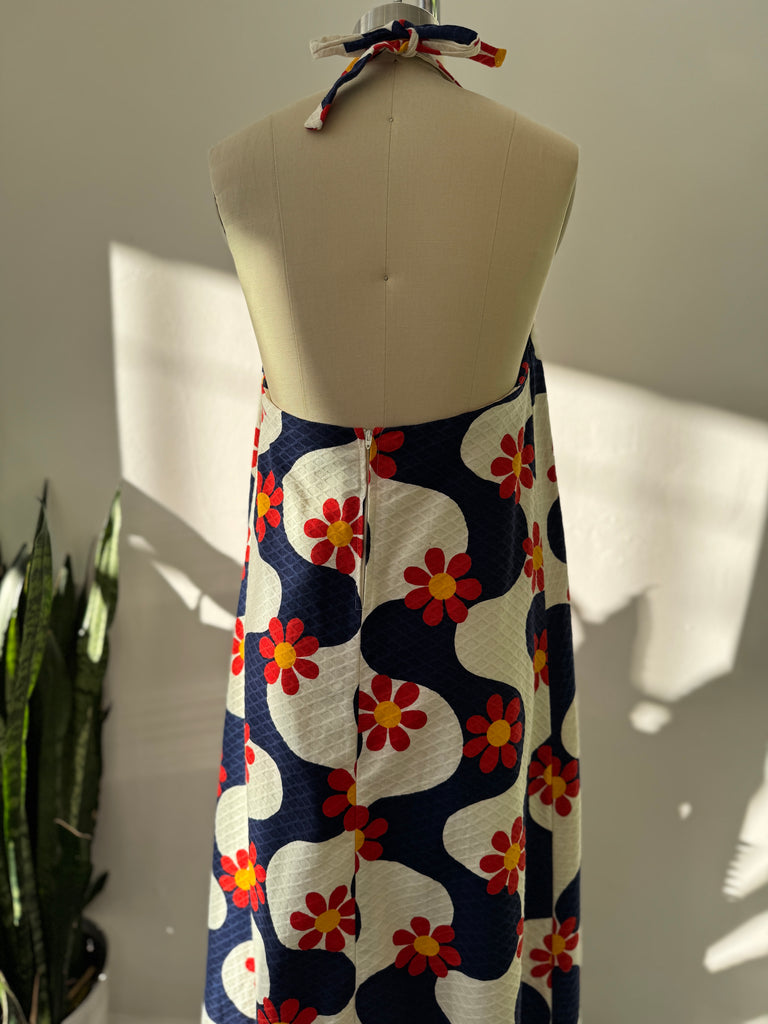 Vintage 1970's halter printed Dress