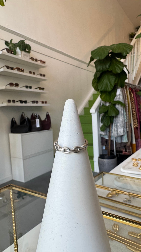 Sterling silver adjustable chain ring