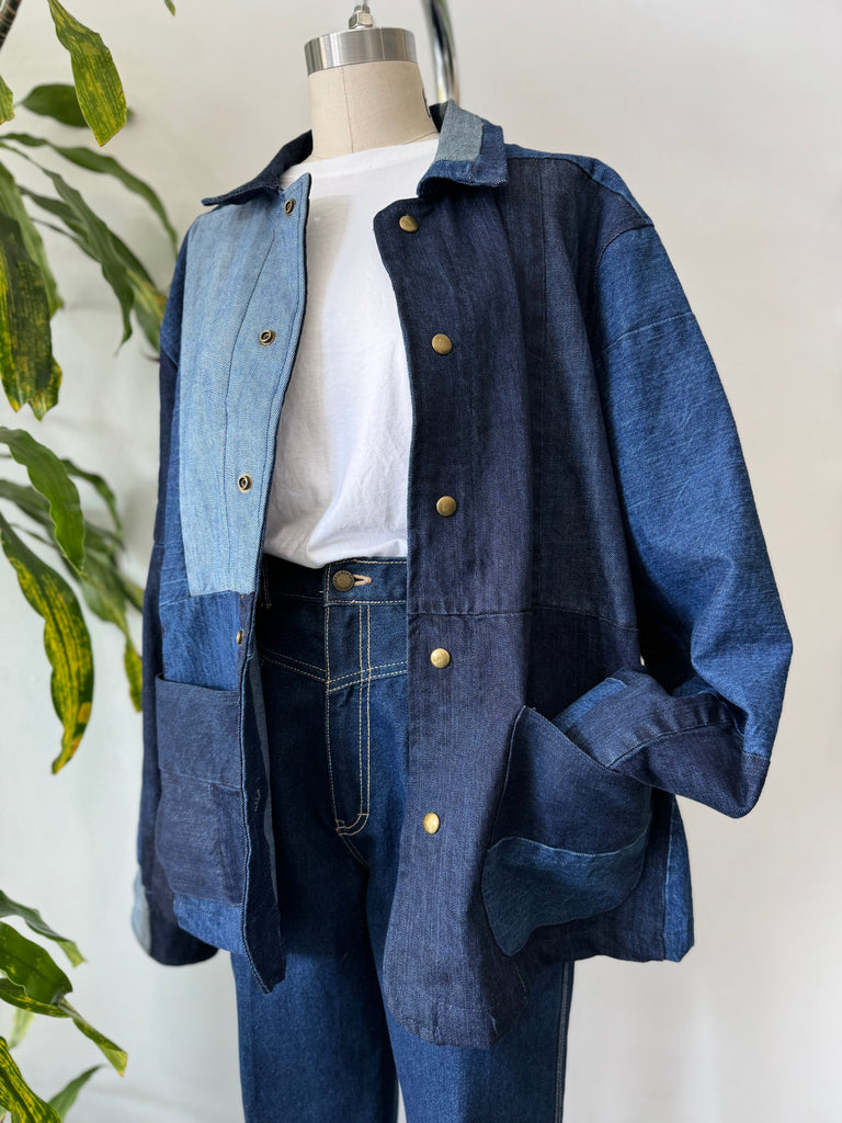 Handmade vintage patchwork denim jacket