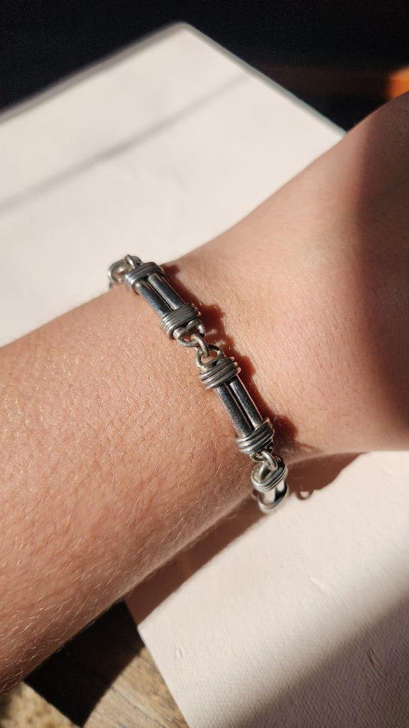 Vintage modernist sterling chunky bar link bracelet