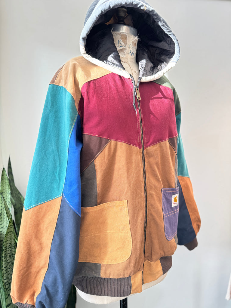 Carhartt patchwork jacket with hood