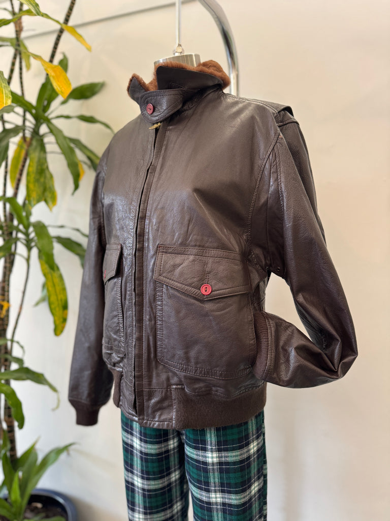 Vintage leather bomber jacket