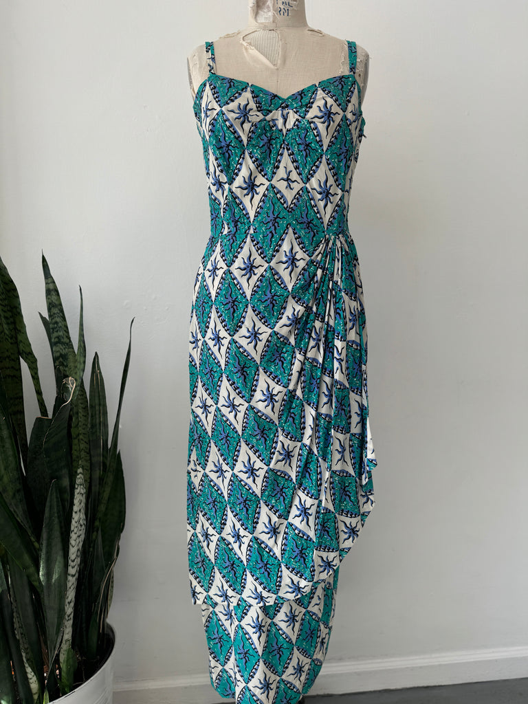 Vintage 1950’s print with sequins Dress