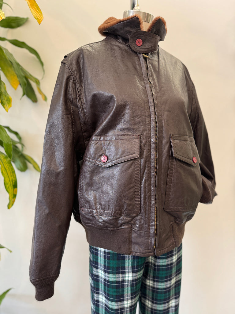 Vintage leather bomber jacket