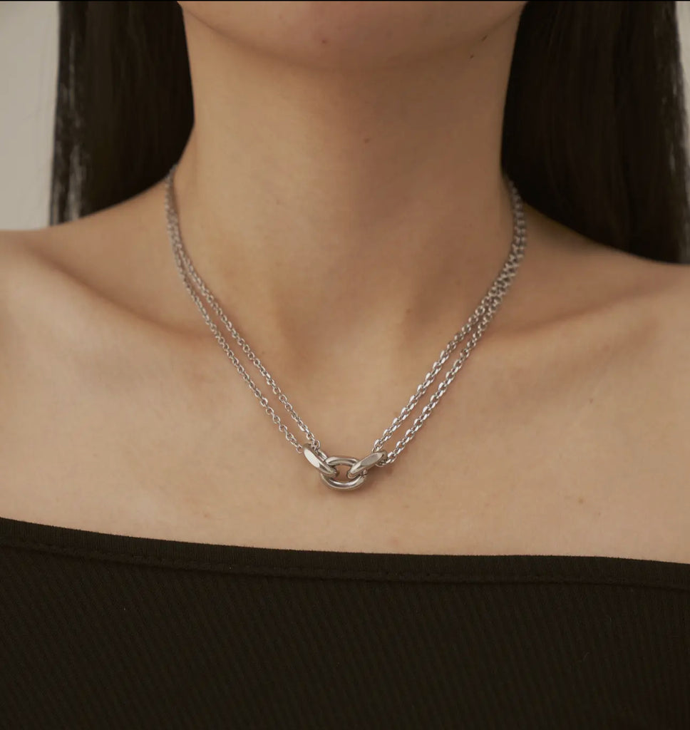 Stainless Steel Double Chain Necklace