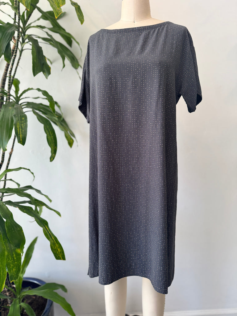 Dark grey with cream accent dress