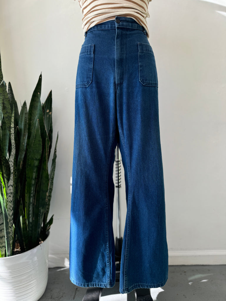 1970’s denim bell bottom utility pants