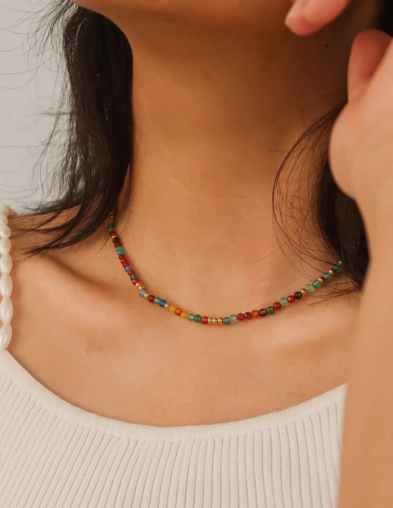 Rainbow stone beaded necklace