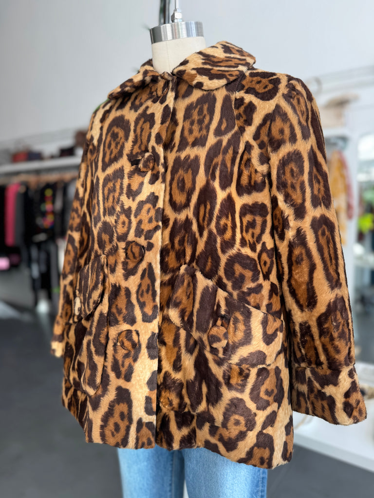 Vintage faux fur leopard print jacket