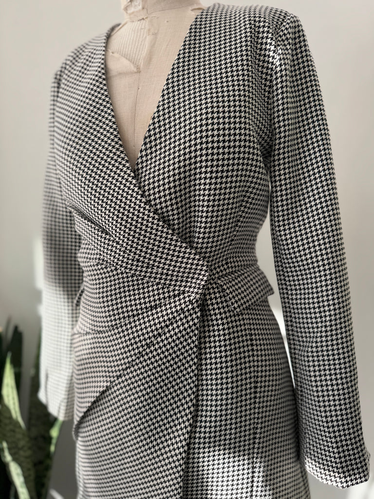 Designer Jason WU wrap houndstooth dress