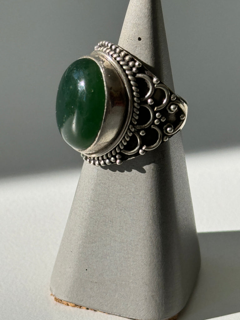 Green onyx Stone and sterling silver ring size 7