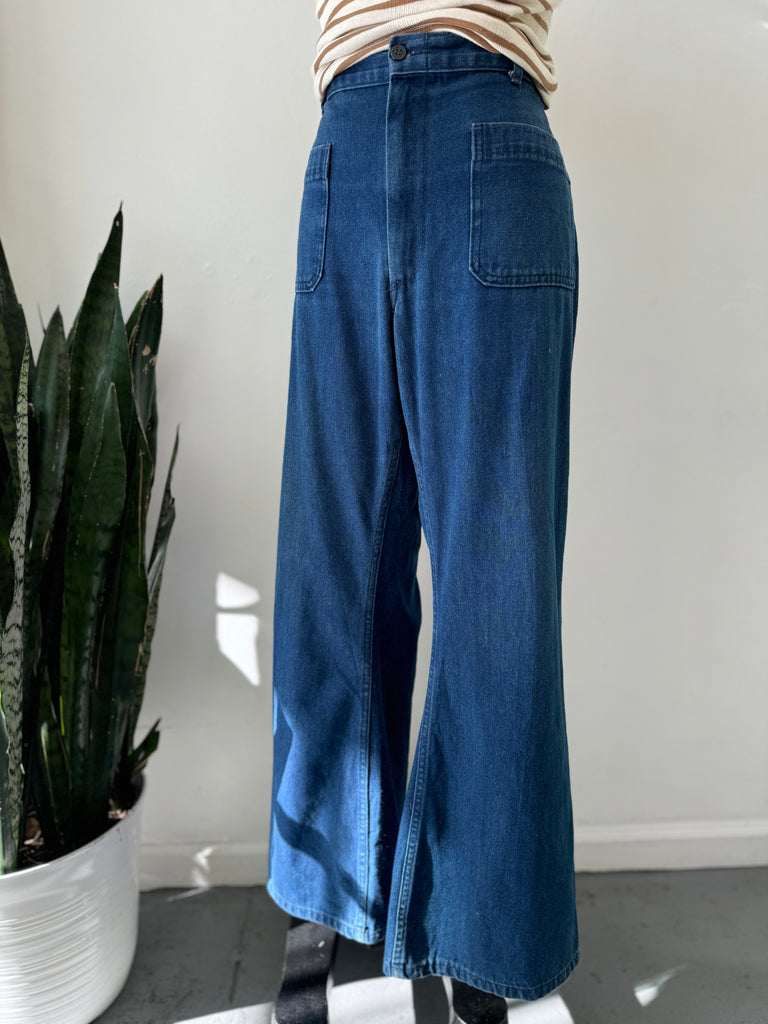 1970’s denim bell bottom utility pants