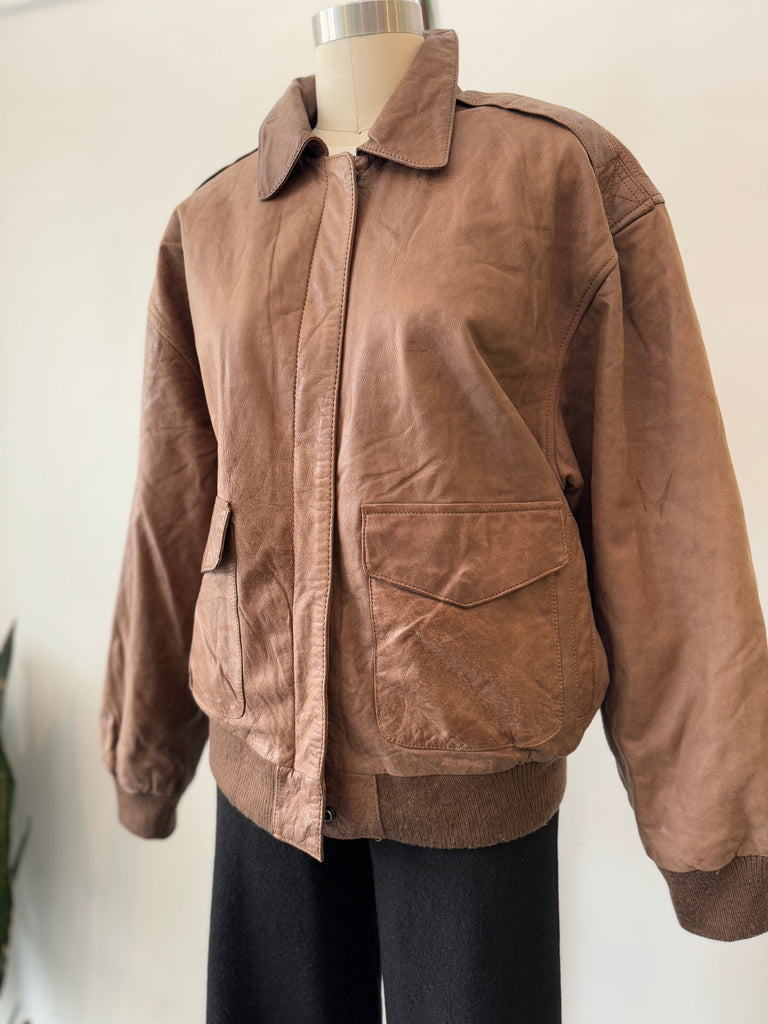 Vintage soft brown leather jacket