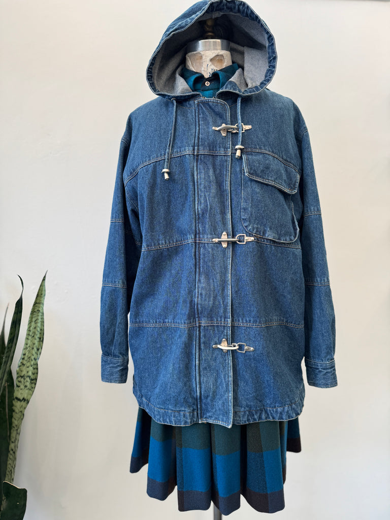 Vintage denim jacket with metal hardware