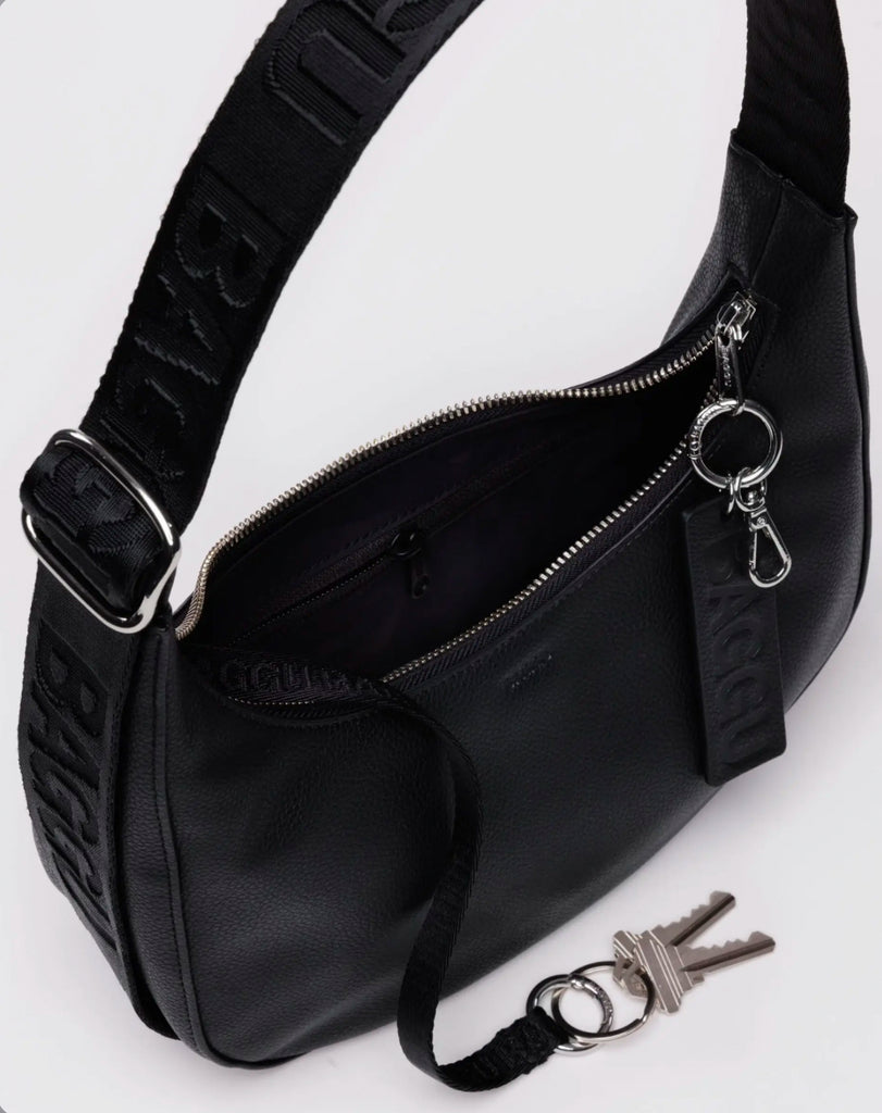 BAGGU | Small Recycled Leather Crescent Bag | black