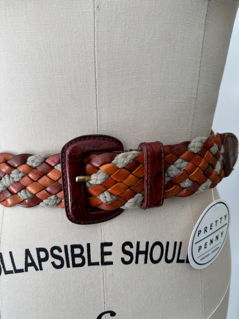 Leather and cotton fiber belt