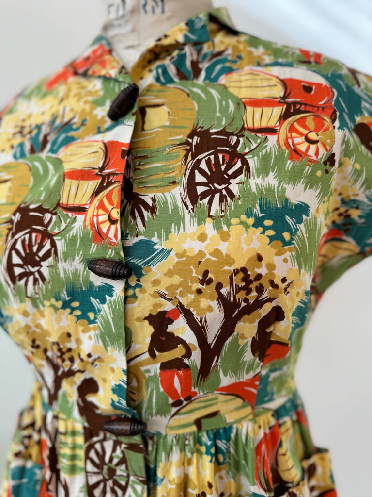 Vintage cotton novelty print dress