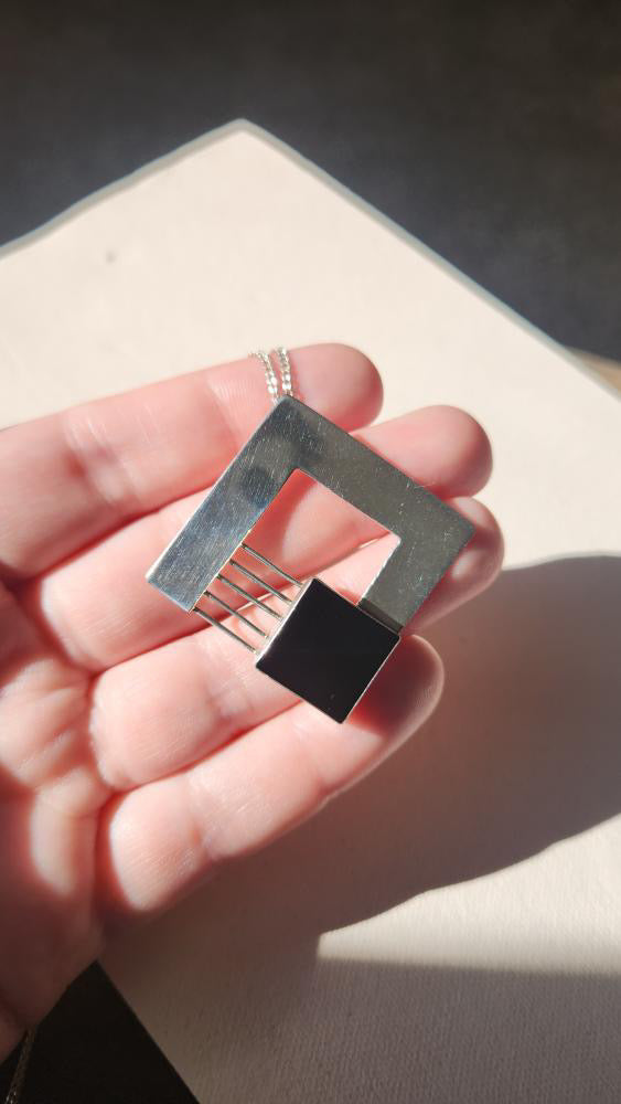 Sterling modernist square pendant