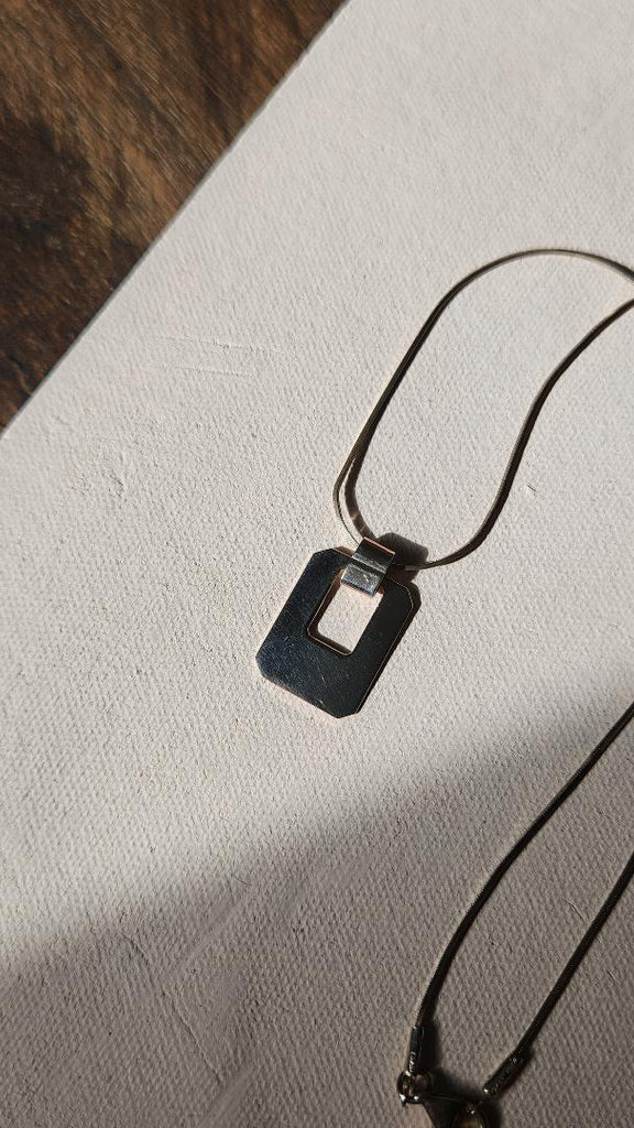 Vintage Sterling tablet pendant necklace