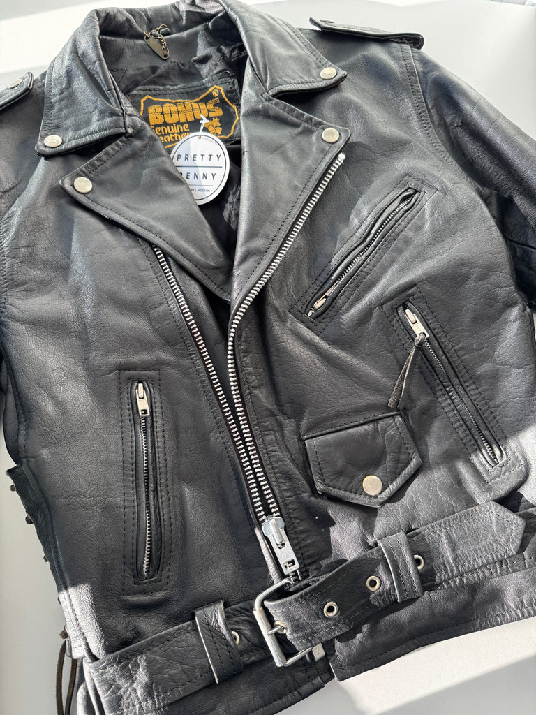 Vintage leather moto jacket