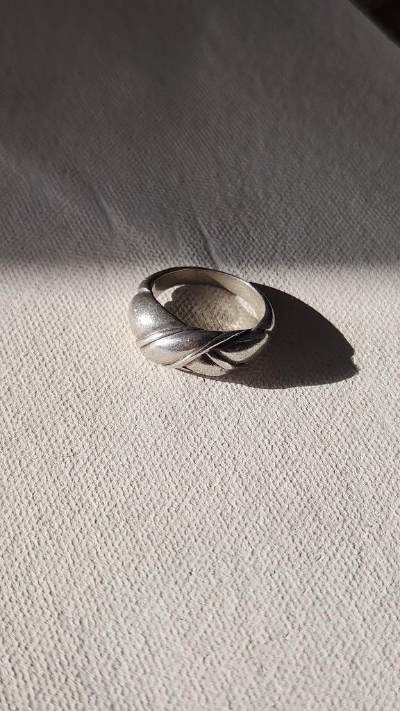Vintage French sterling dome braided ring size 7.25