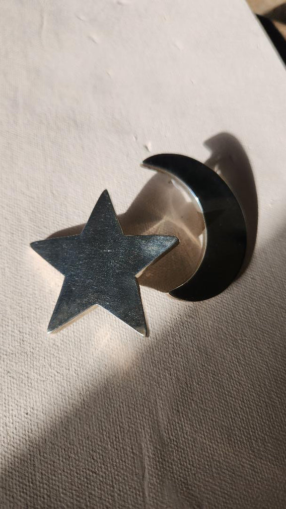 Vintage sterling celestial statement earrings