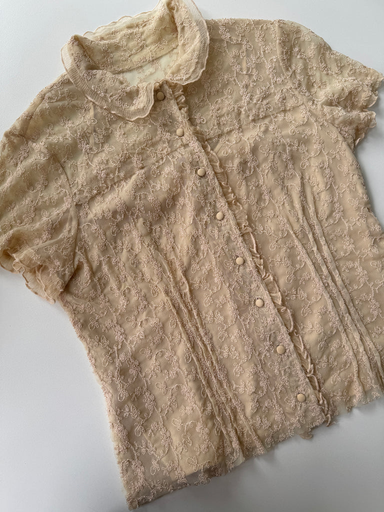 Lace + embroidered top