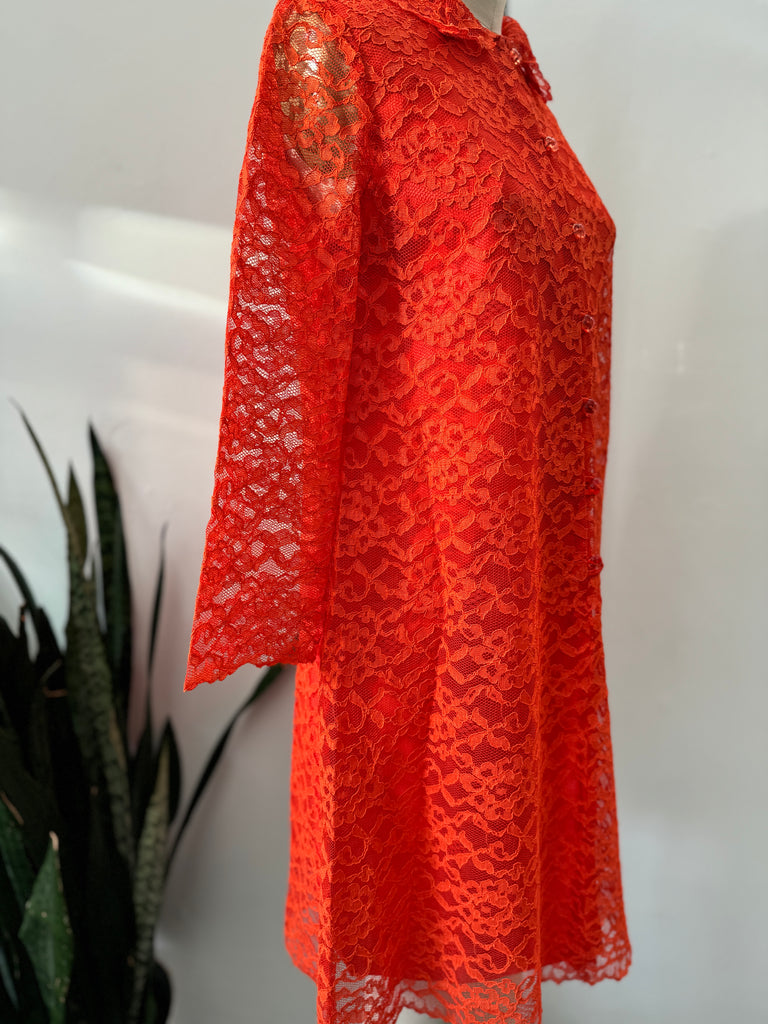 Vintage tangerine lace dress