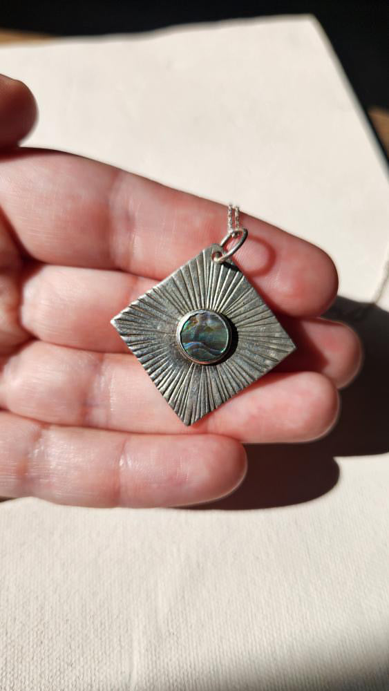 Sterling and abalone artisan pendant necklace