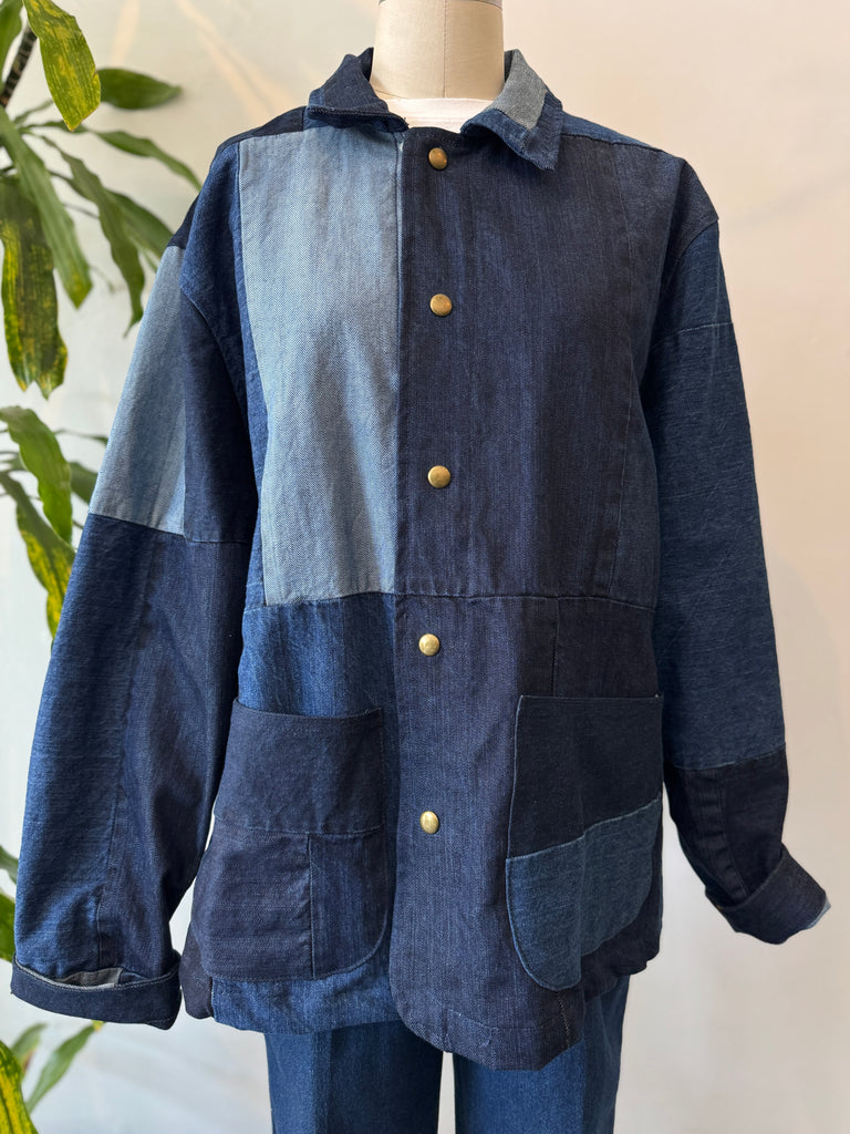 Handmade vintage patchwork denim jacket